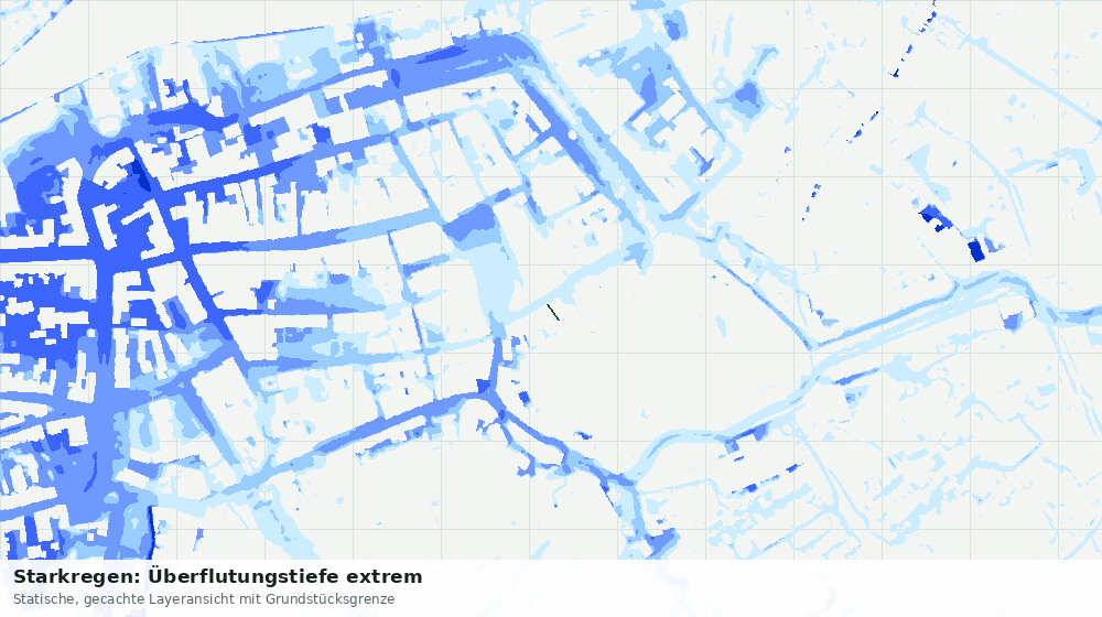 Statische Kartenansicht: Starkregen: Überflutungstiefe extrem