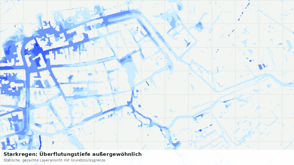 Statische Kartenansicht: Starkregen: Überflutungstiefe außergewöhnlich