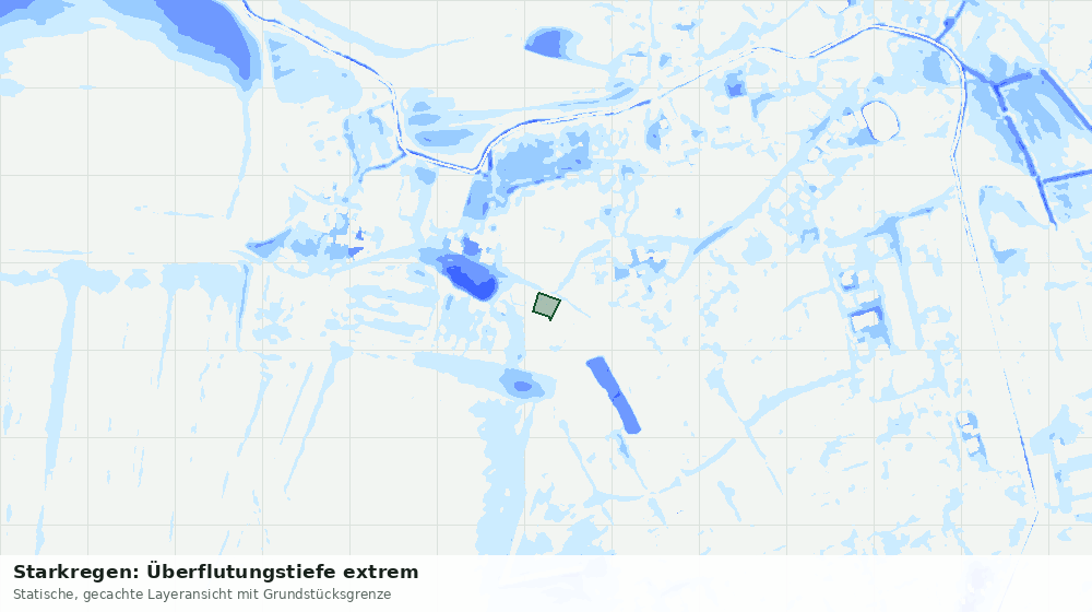 Statische Kartenansicht: Starkregen: Überflutungstiefe extrem