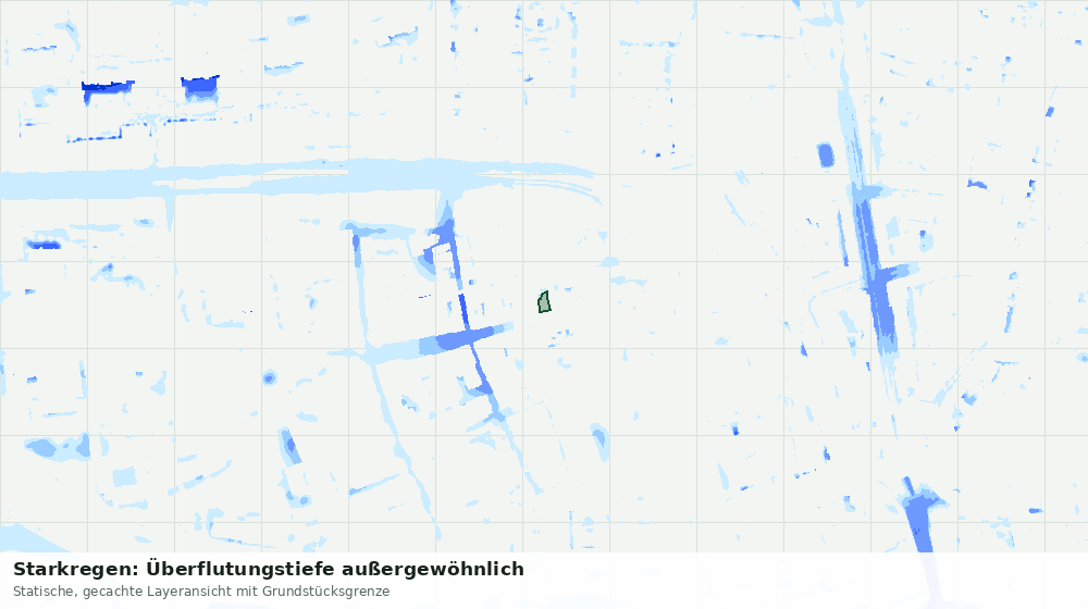 Statische Kartenansicht: Starkregen: Überflutungstiefe außergewöhnlich