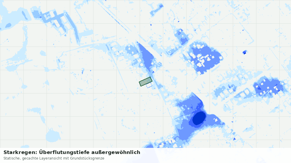 Statische Kartenansicht: Starkregen: Überflutungstiefe außergewöhnlich