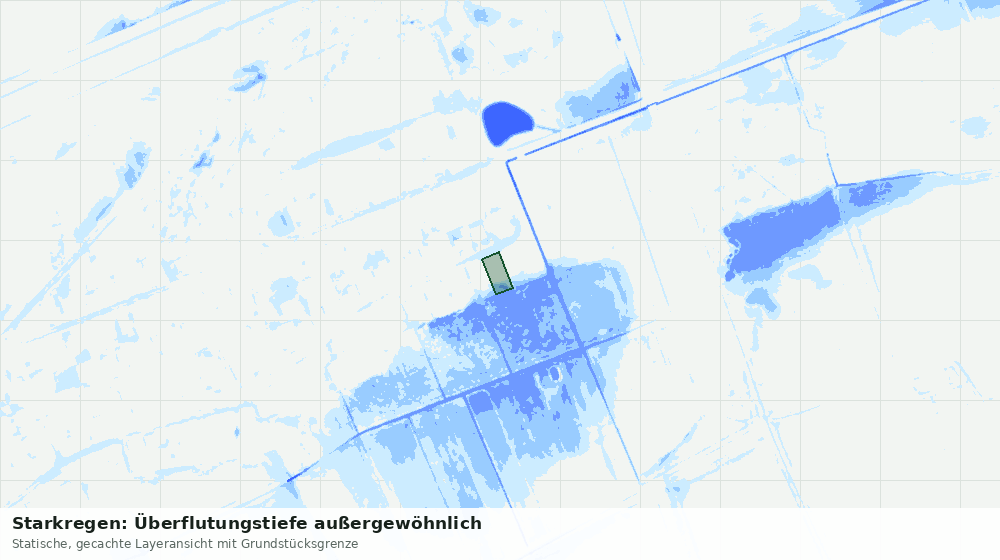 Statische Kartenansicht: Starkregen: Überflutungstiefe außergewöhnlich