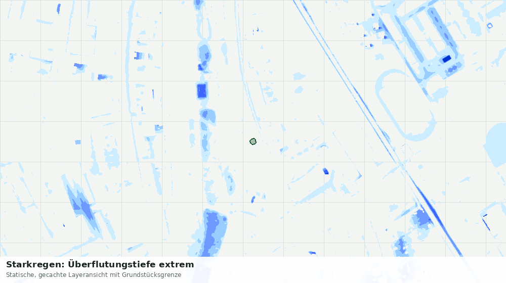 Statische Kartenansicht: Starkregen: Überflutungstiefe extrem