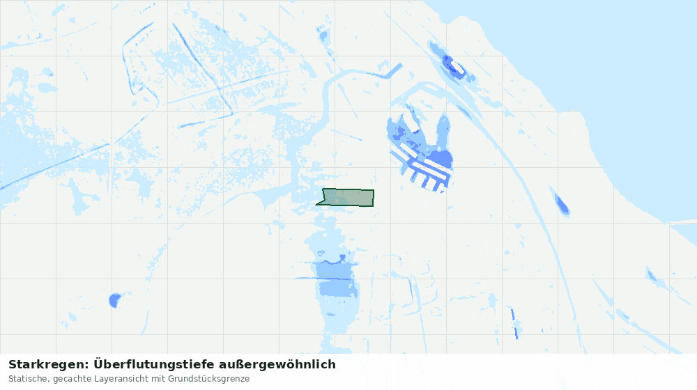 Statische Kartenansicht: Starkregen: Überflutungstiefe außergewöhnlich
