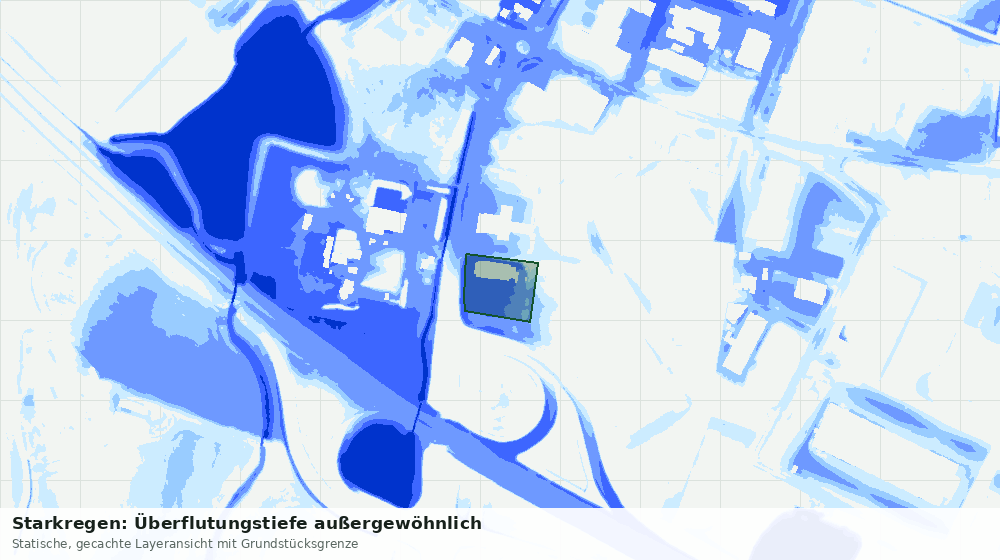 Statische Kartenansicht: Starkregen: Überflutungstiefe außergewöhnlich