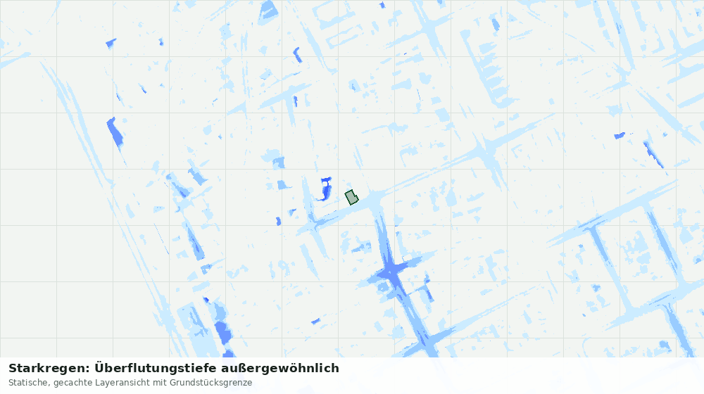 Statische Kartenansicht: Starkregen: Überflutungstiefe außergewöhnlich