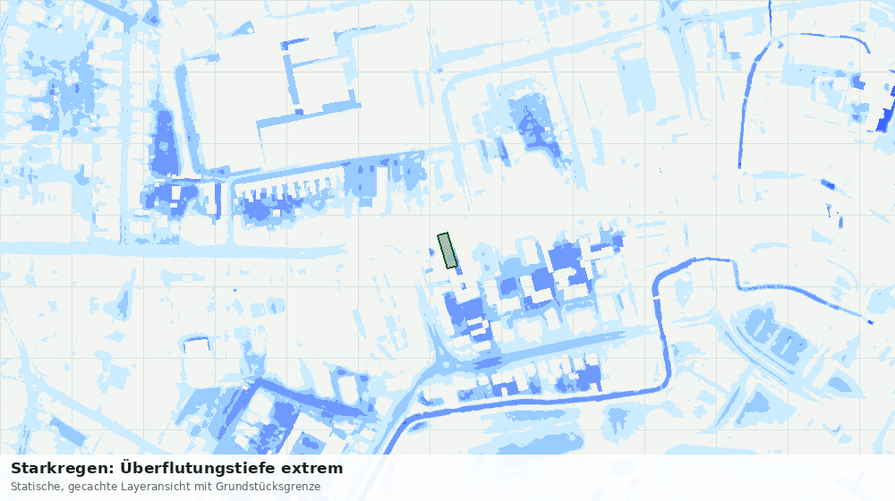 Statische Kartenansicht: Starkregen: Überflutungstiefe extrem