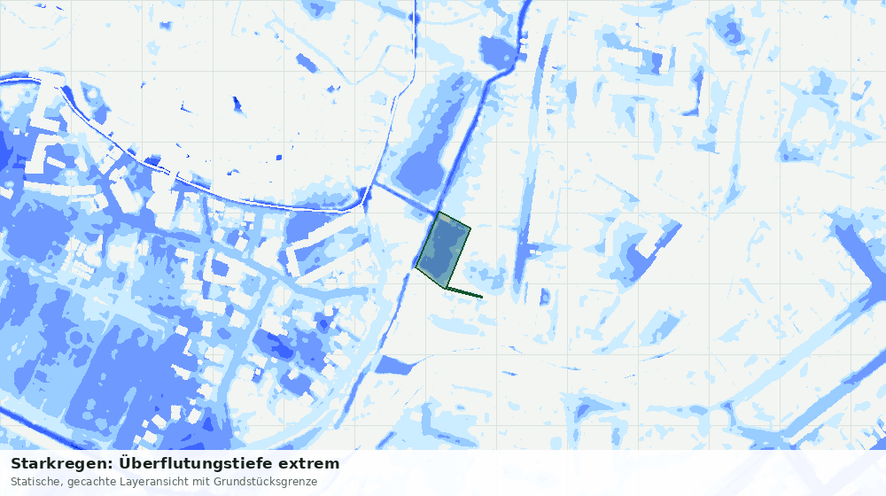 Statische Kartenansicht: Starkregen: Überflutungstiefe extrem