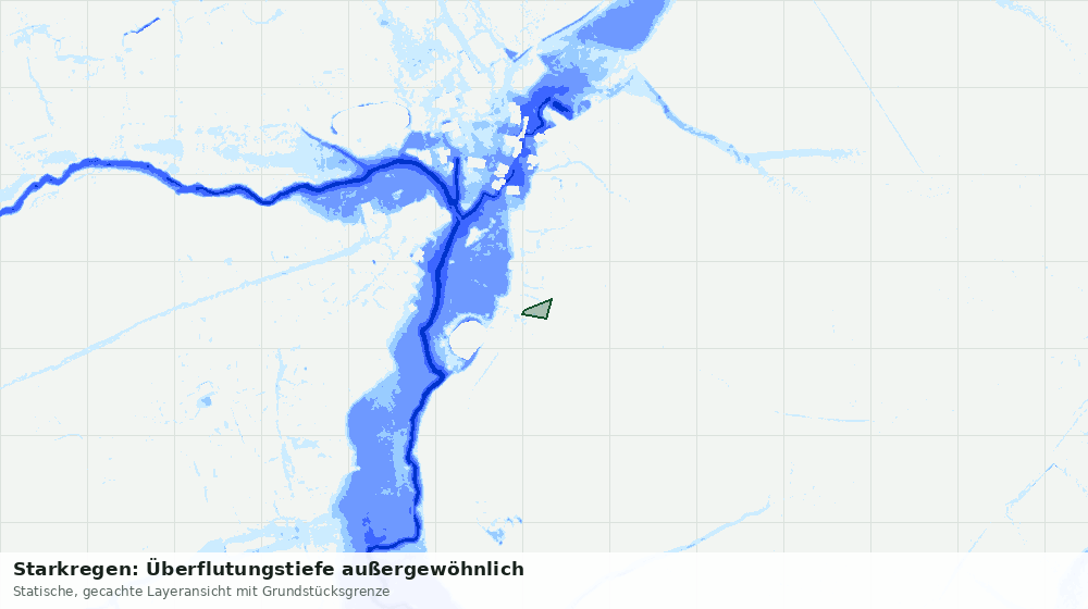 Statische Kartenansicht: Starkregen: Überflutungstiefe außergewöhnlich