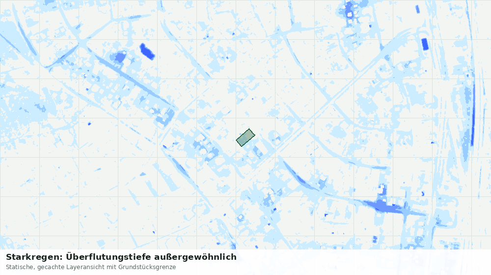 Statische Kartenansicht: Starkregen: Überflutungstiefe außergewöhnlich