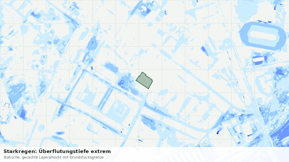 Statische Kartenansicht: Starkregen: Überflutungstiefe extrem
