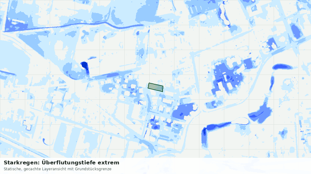 Statische Kartenansicht: Starkregen: Überflutungstiefe extrem