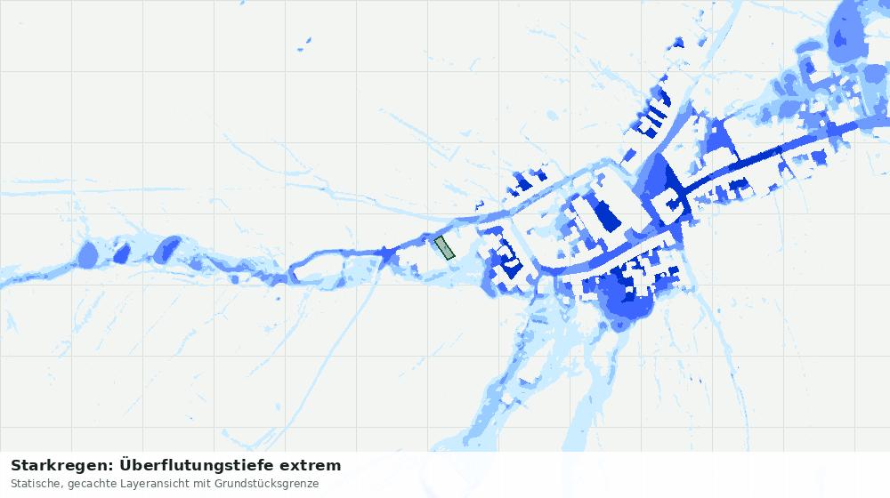 Statische Kartenansicht: Starkregen: Überflutungstiefe extrem