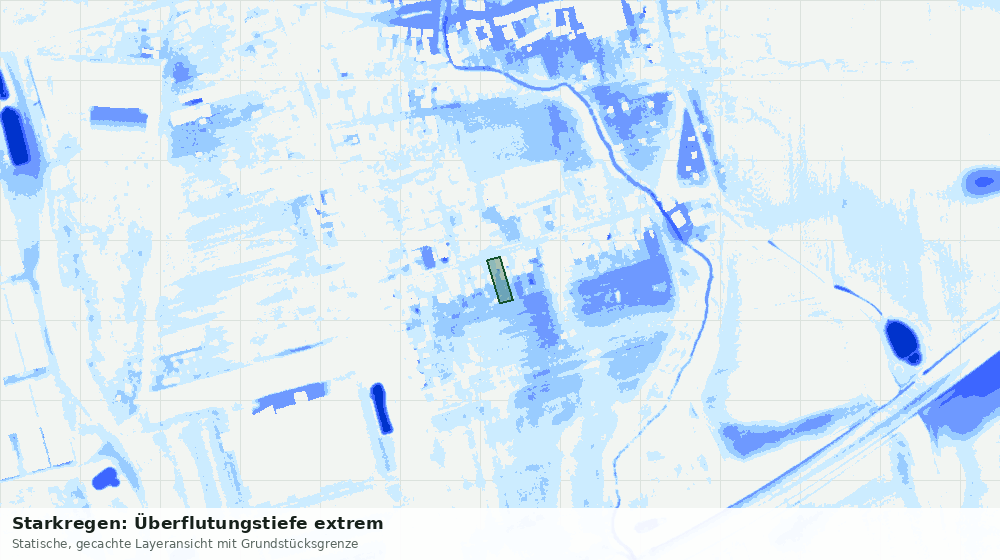 Statische Kartenansicht: Starkregen: Überflutungstiefe extrem