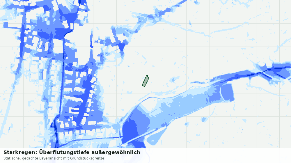Statische Kartenansicht: Starkregen: Überflutungstiefe außergewöhnlich