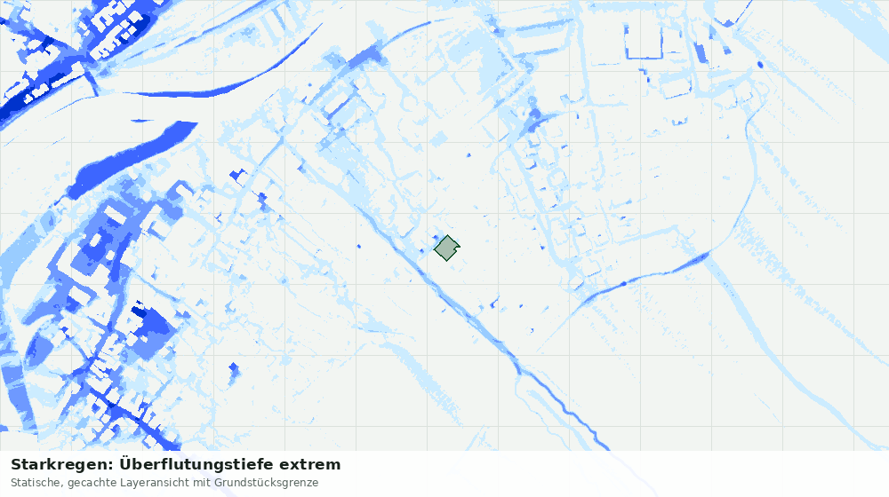 Statische Kartenansicht: Starkregen: Überflutungstiefe extrem