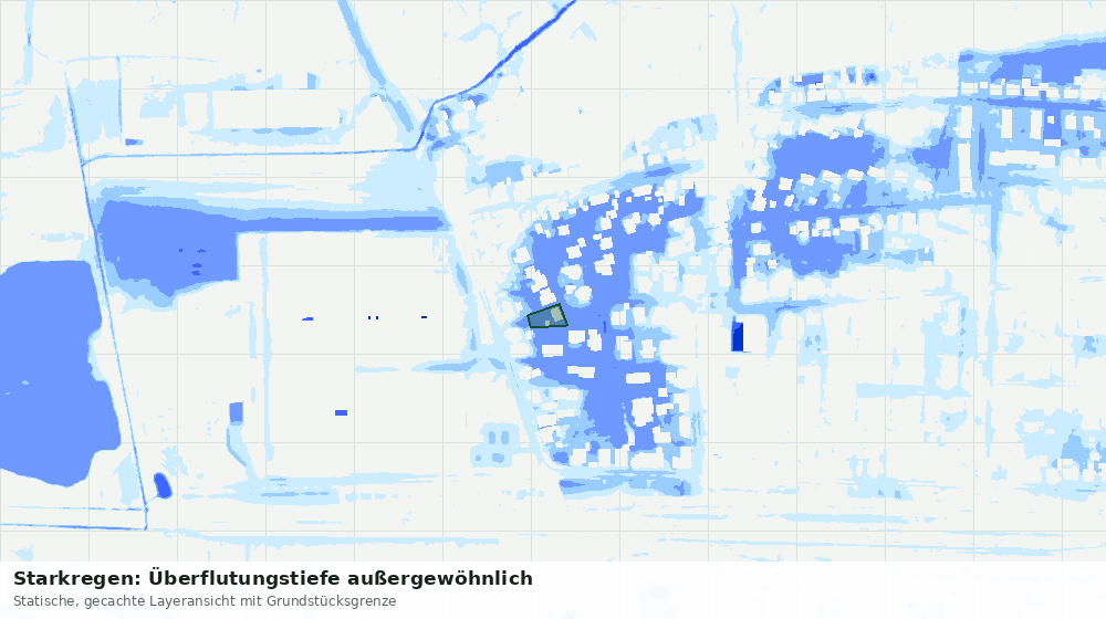 Statische Kartenansicht: Starkregen: Überflutungstiefe außergewöhnlich