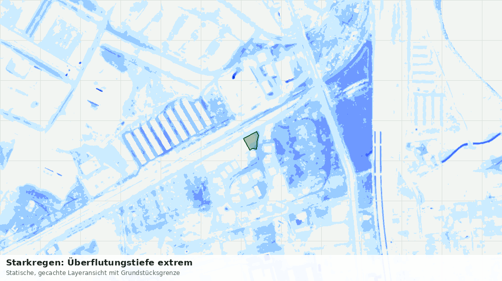 Statische Kartenansicht: Starkregen: Überflutungstiefe extrem