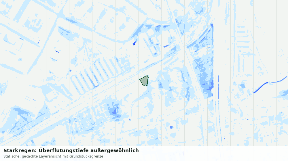 Statische Kartenansicht: Starkregen: Überflutungstiefe außergewöhnlich