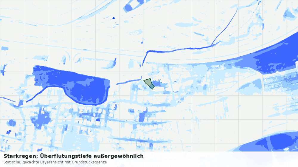 Statische Kartenansicht: Starkregen: Überflutungstiefe außergewöhnlich