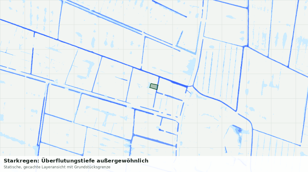 Statische Kartenansicht: Starkregen: Überflutungstiefe außergewöhnlich