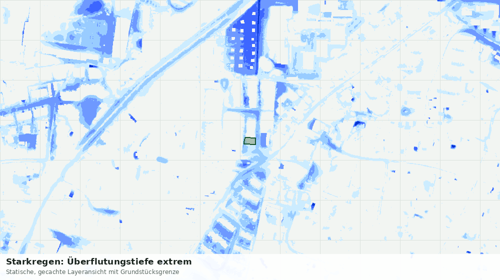 Statische Kartenansicht: Starkregen: Überflutungstiefe extrem