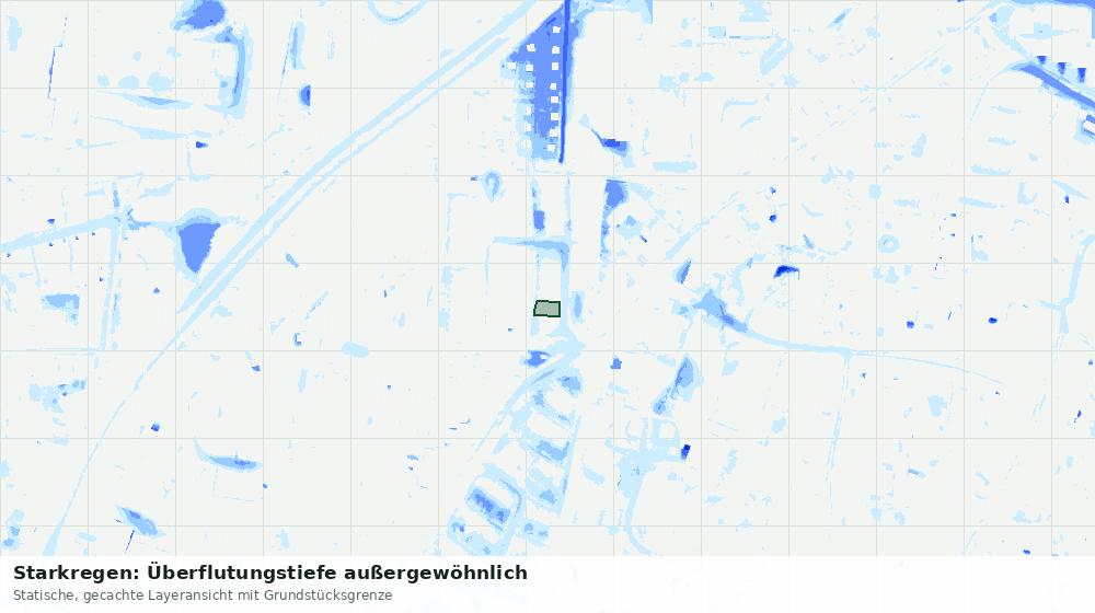 Statische Kartenansicht: Starkregen: Überflutungstiefe außergewöhnlich