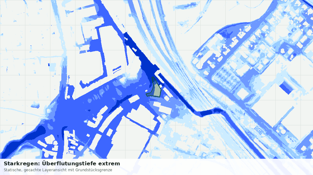 Statische Kartenansicht: Starkregen: Überflutungstiefe extrem