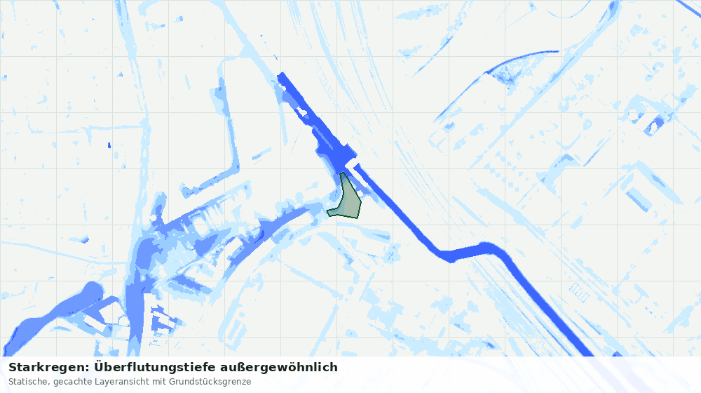 Statische Kartenansicht: Starkregen: Überflutungstiefe außergewöhnlich
