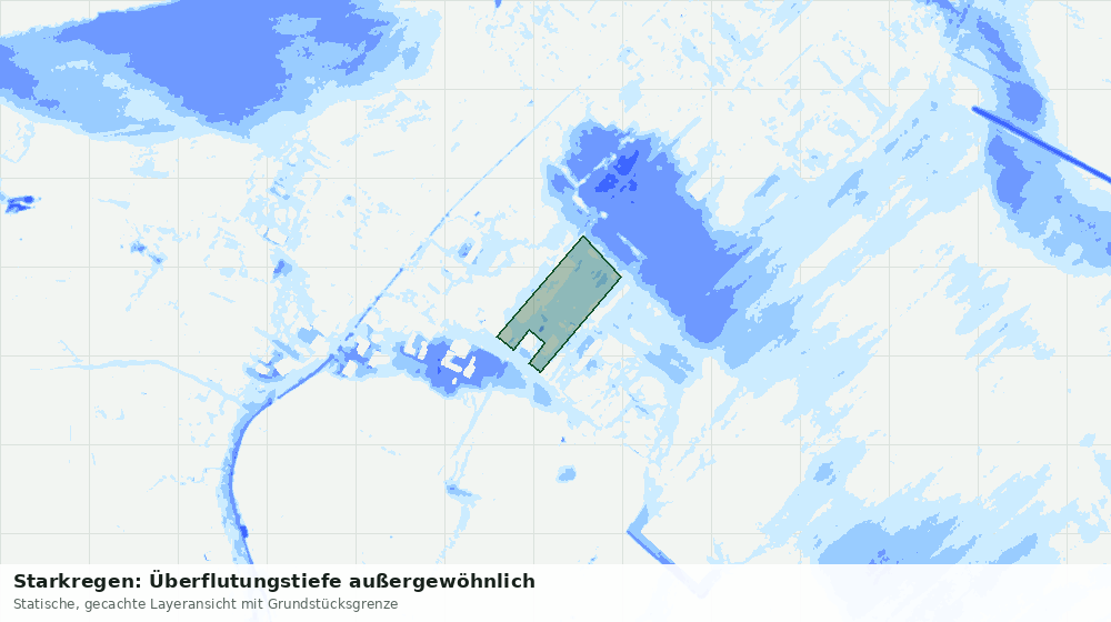 Statische Kartenansicht: Starkregen: Überflutungstiefe außergewöhnlich