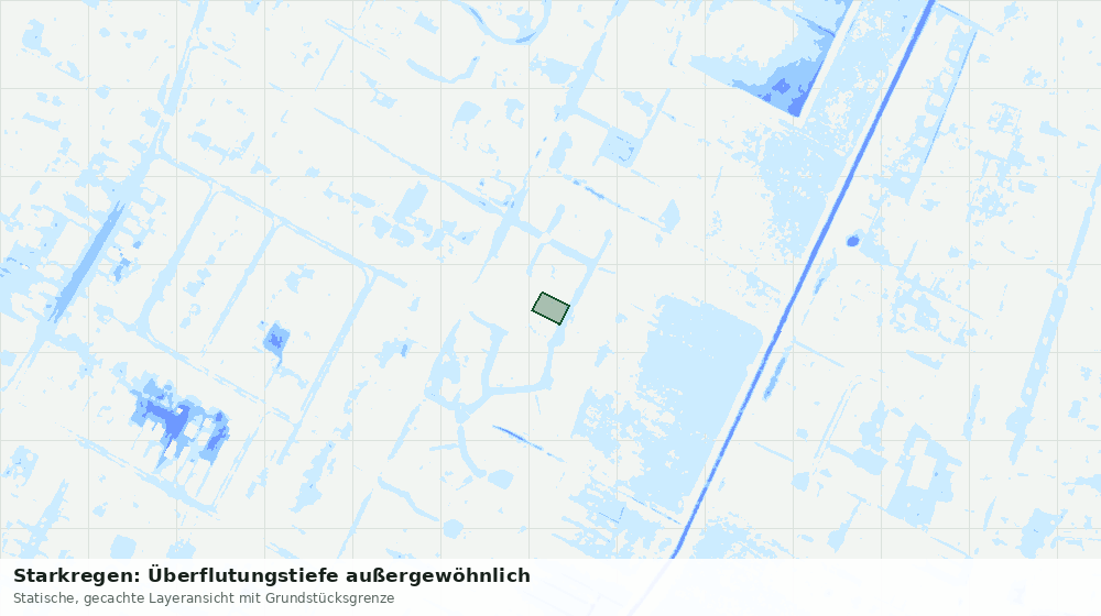 Statische Kartenansicht: Starkregen: Überflutungstiefe außergewöhnlich