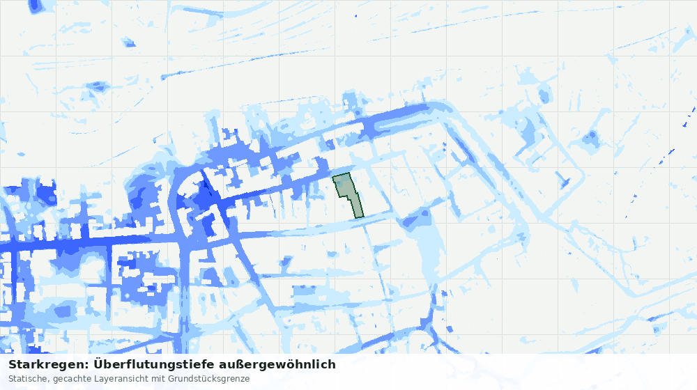 Statische Kartenansicht: Starkregen: Überflutungstiefe außergewöhnlich