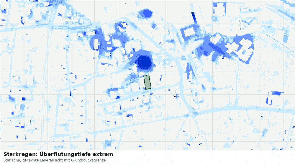 Statische Kartenansicht: Starkregen: Überflutungstiefe extrem