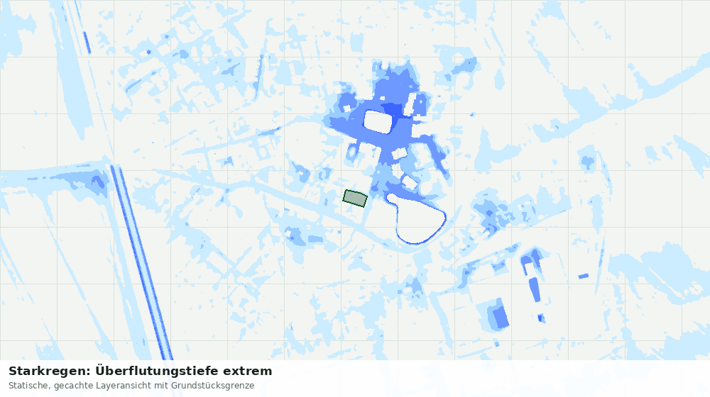 Statische Kartenansicht: Starkregen: Überflutungstiefe extrem