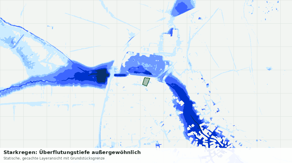 Statische Kartenansicht: Starkregen: Überflutungstiefe außergewöhnlich