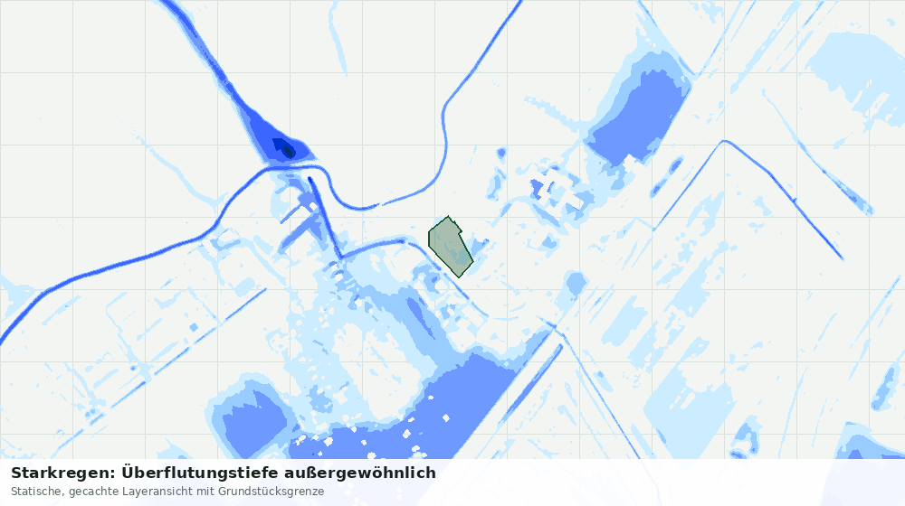 Statische Kartenansicht: Starkregen: Überflutungstiefe außergewöhnlich
