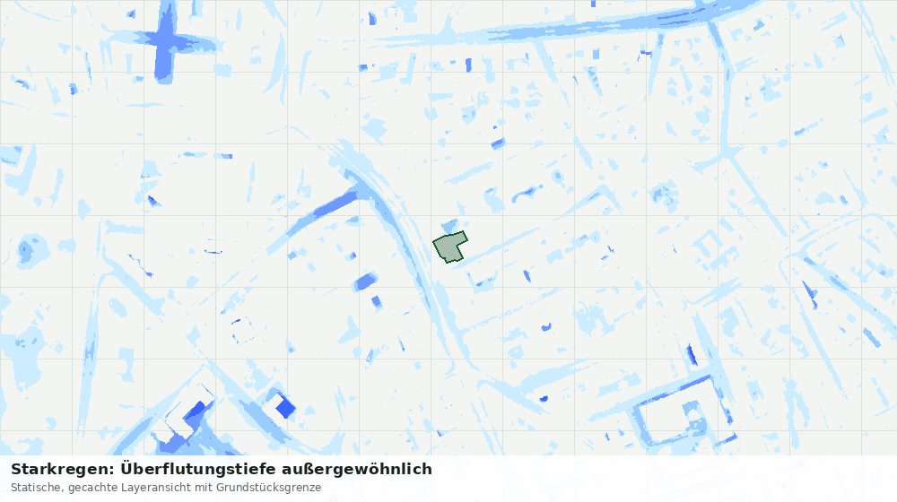 Statische Kartenansicht: Starkregen: Überflutungstiefe außergewöhnlich