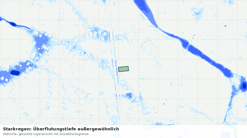 Statische Kartenansicht: Starkregen: Überflutungstiefe außergewöhnlich