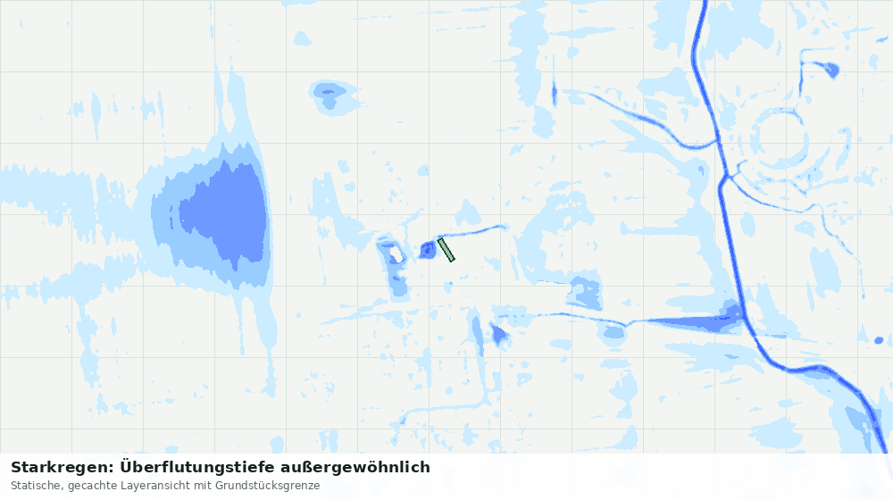 Statische Kartenansicht: Starkregen: Überflutungstiefe außergewöhnlich