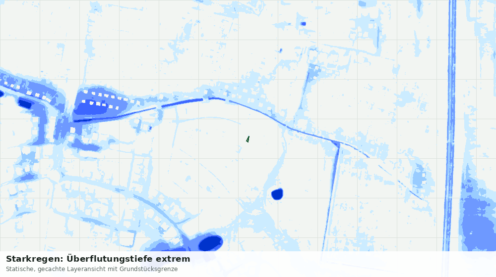 Statische Kartenansicht: Starkregen: Überflutungstiefe extrem