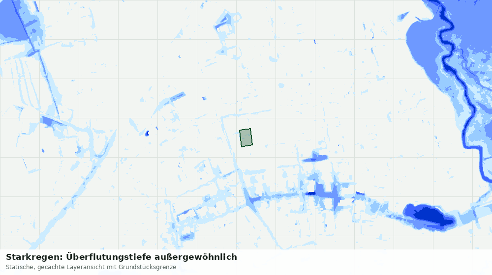 Statische Kartenansicht: Starkregen: Überflutungstiefe außergewöhnlich