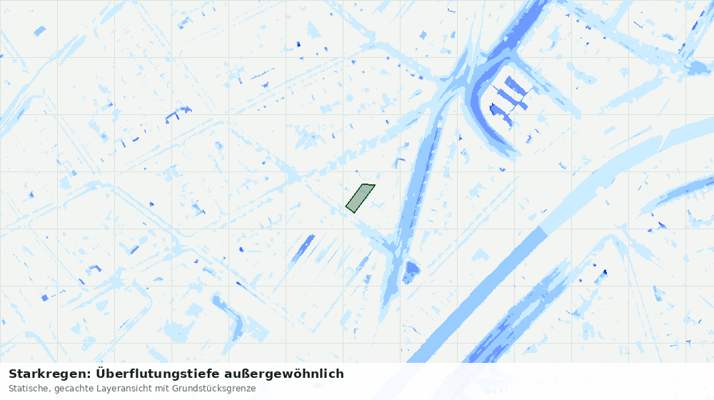 Statische Kartenansicht: Starkregen: Überflutungstiefe außergewöhnlich