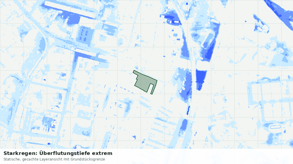 Statische Kartenansicht: Starkregen: Überflutungstiefe extrem