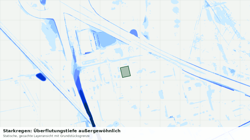 Statische Kartenansicht: Starkregen: Überflutungstiefe außergewöhnlich