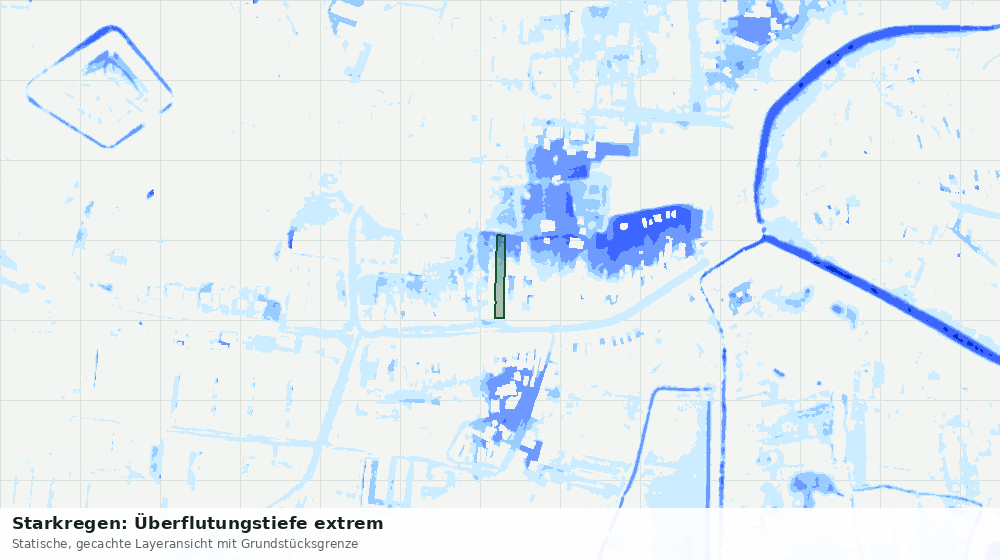 Statische Kartenansicht: Starkregen: Überflutungstiefe extrem