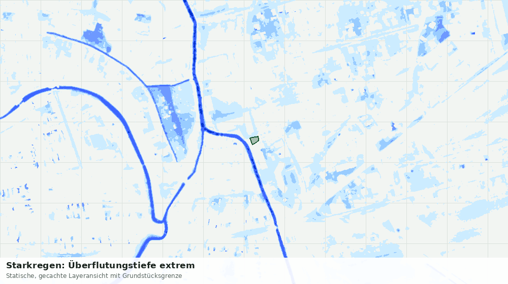 Statische Kartenansicht: Starkregen: Überflutungstiefe extrem