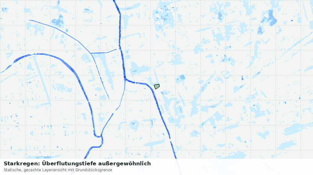 Statische Kartenansicht: Starkregen: Überflutungstiefe außergewöhnlich