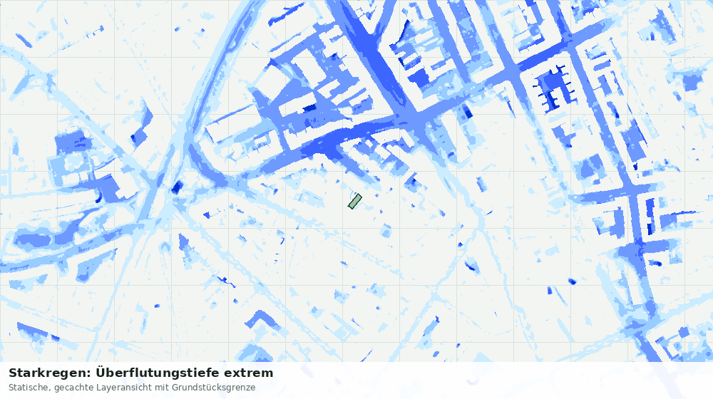 Statische Kartenansicht: Starkregen: Überflutungstiefe extrem