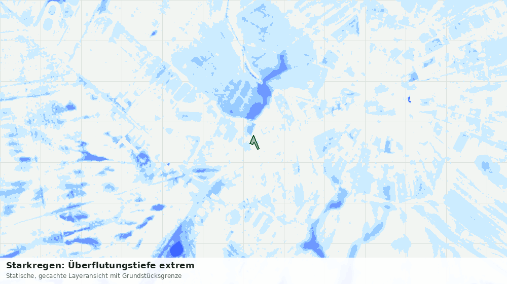 Statische Kartenansicht: Starkregen: Überflutungstiefe extrem