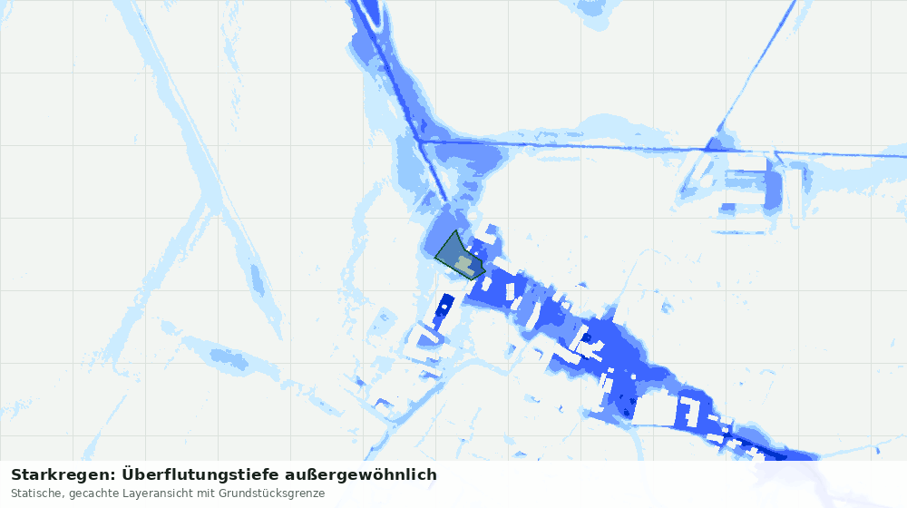 Statische Kartenansicht: Starkregen: Überflutungstiefe außergewöhnlich
